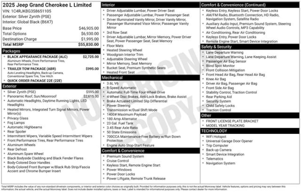 New 2025 Jeep Grand Cherokee L LIMITED 4X4 Sport Utility