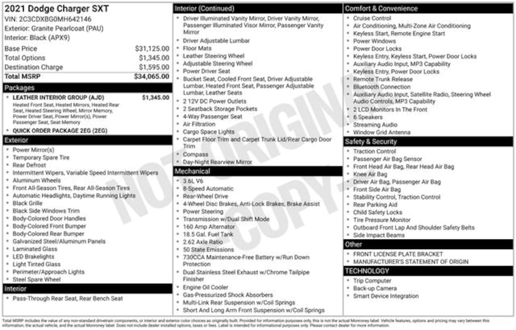 Certified 2021 Dodge Charger SXT Sedan