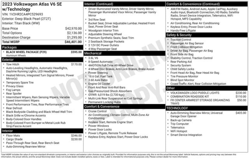 Used 2023 Volkswagen Atlas 3.6L V6 SE w/Technology SUV