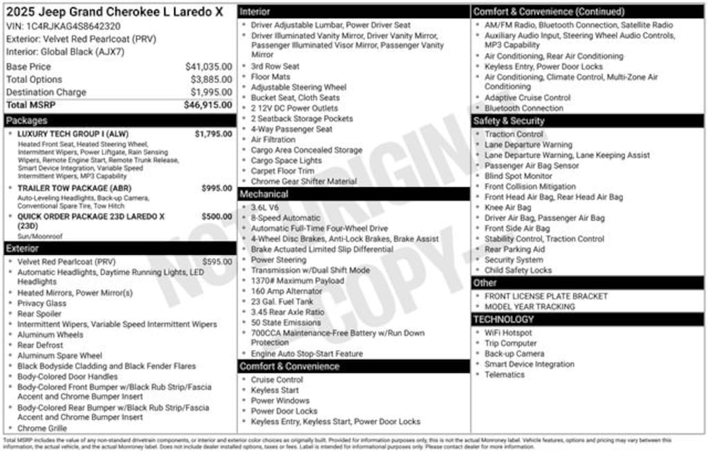 New 2025 Jeep Grand Cherokee L LAREDO X 4X4 Sport Utility