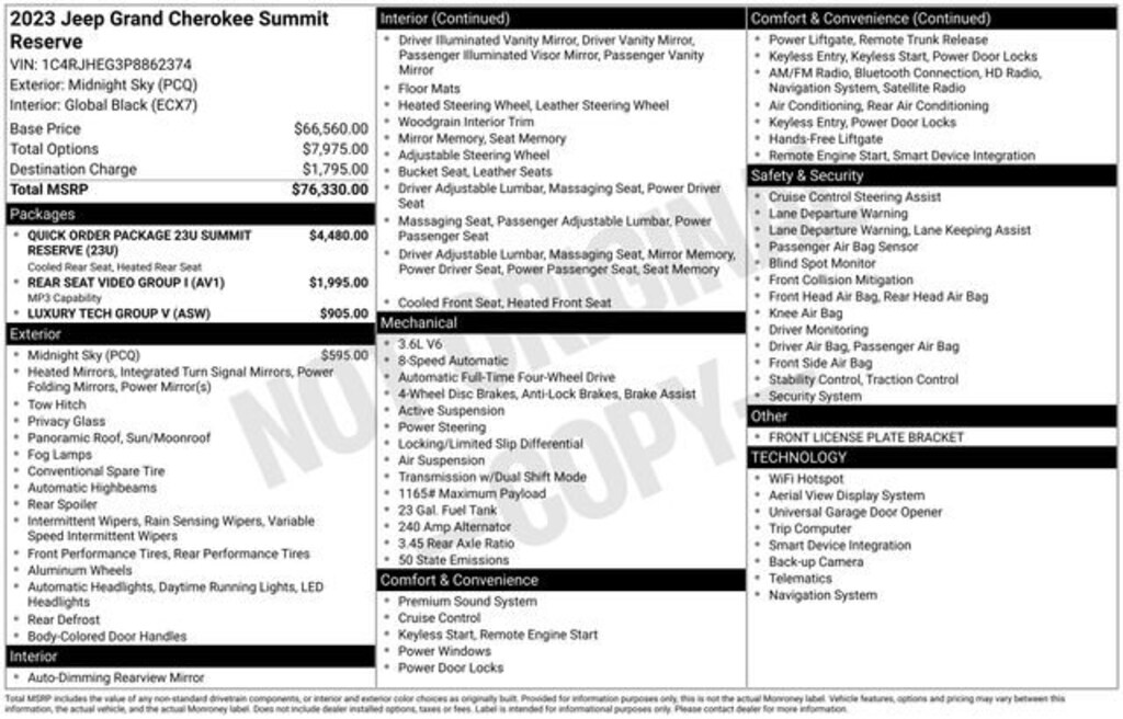 Used 2023 Jeep Grand Cherokee Summit Reserve 4x4 SUV