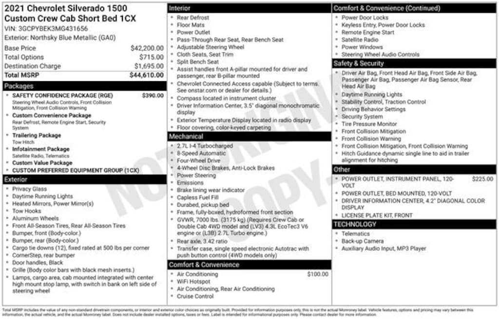 Used 2021 Chevrolet Silverado 1500 Custom Truck