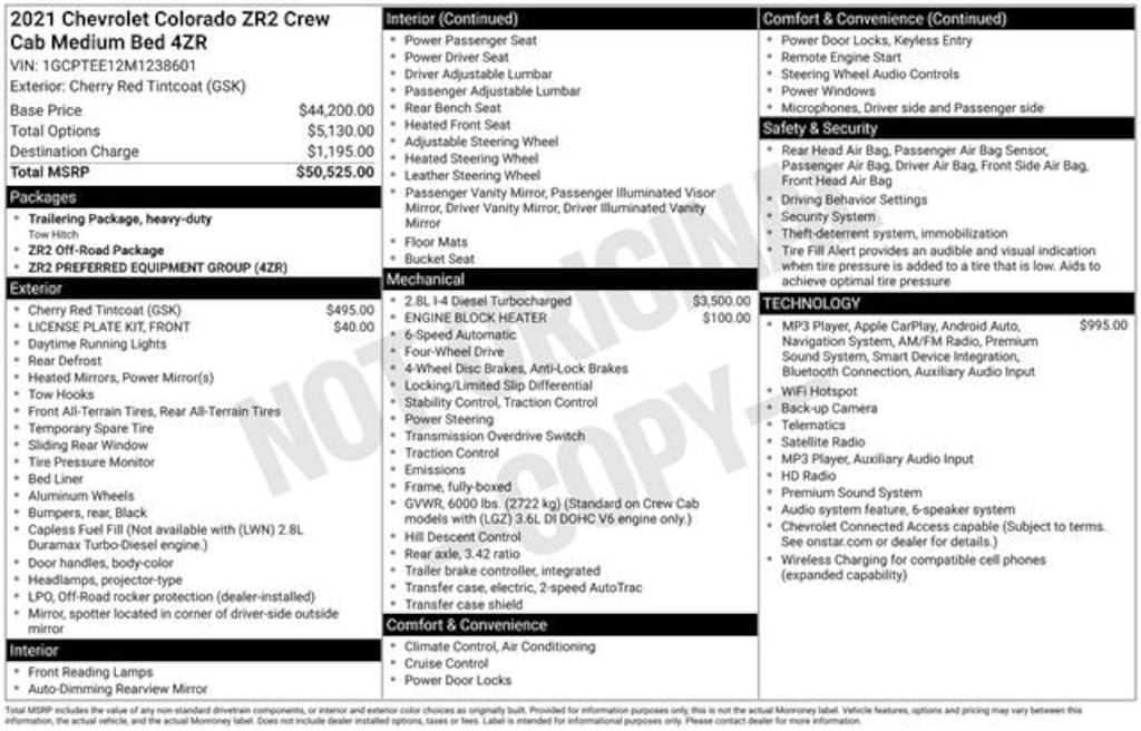 Used 2021 Chevrolet Colorado 4WD ZR2 Truck