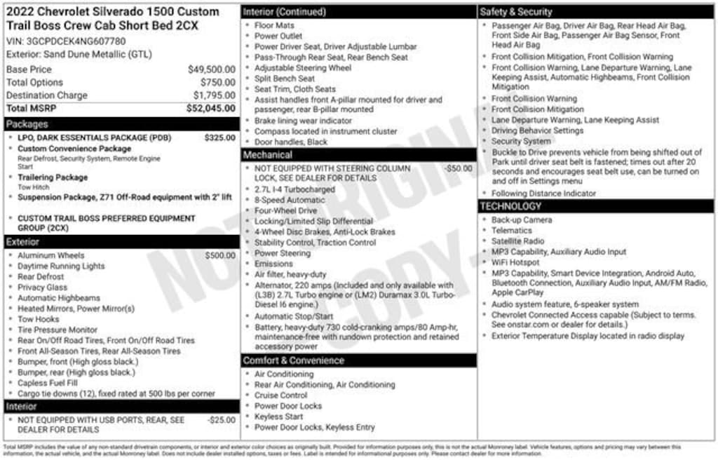Used 2022 Chevrolet Silverado 1500 Custom Trail Boss Truck