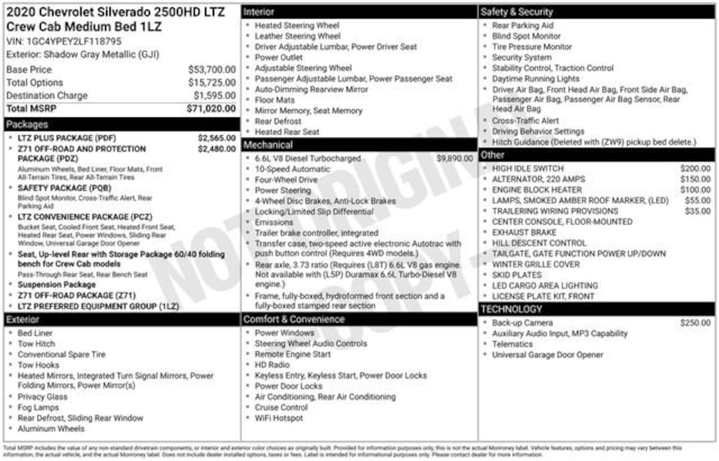 Used 2020 Chevrolet Silverado 2500 HD LTZ Truck