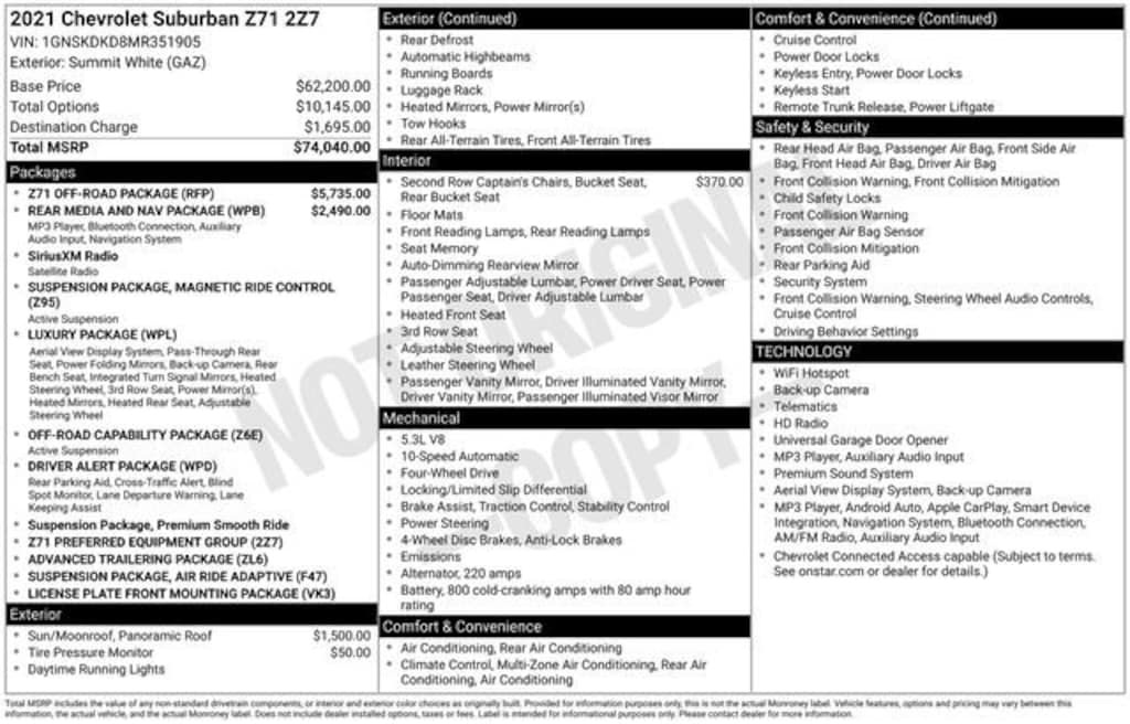 Used 2021 Chevrolet Suburban Z71 SUV