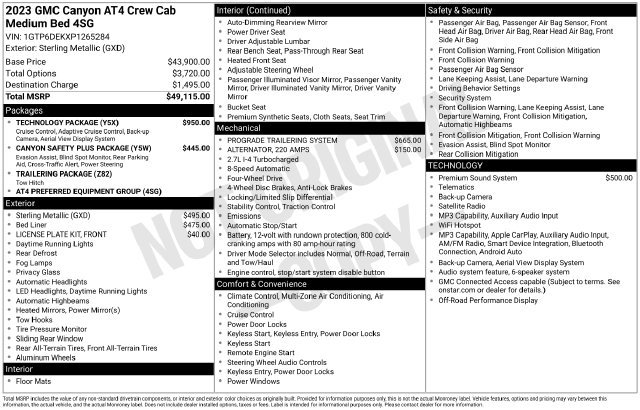 Used 2023 GMC Canyon 4WD AT4 Truck