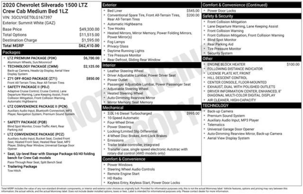 Used 2020 Chevrolet Silverado 1500 LTZ Truck