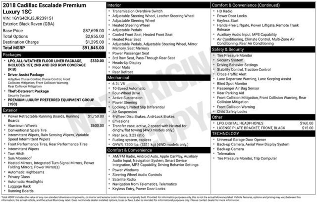 Used 2018 CADILLAC Escalade Premium Luxury SUV