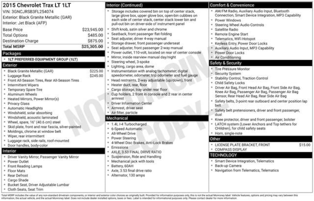 Used 2015 Chevrolet Trax LT SUV
