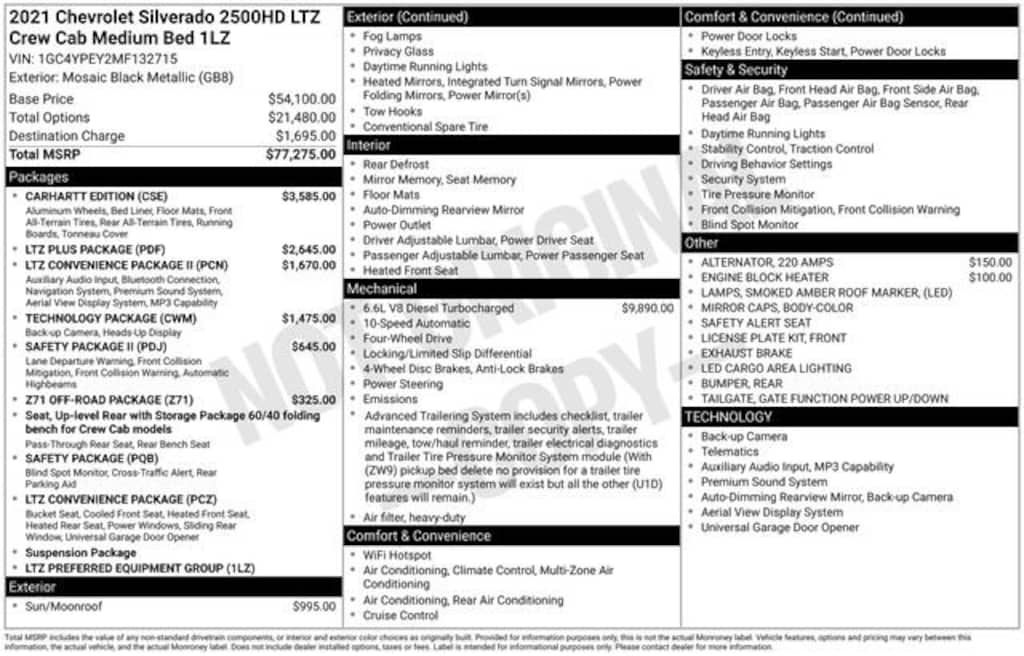 Used 2021 Chevrolet Silverado 2500 HD LTZ Truck