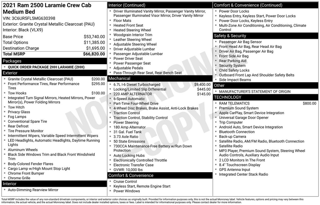 Used 2021 Ram 2500 Laramie Truck Crew Cab