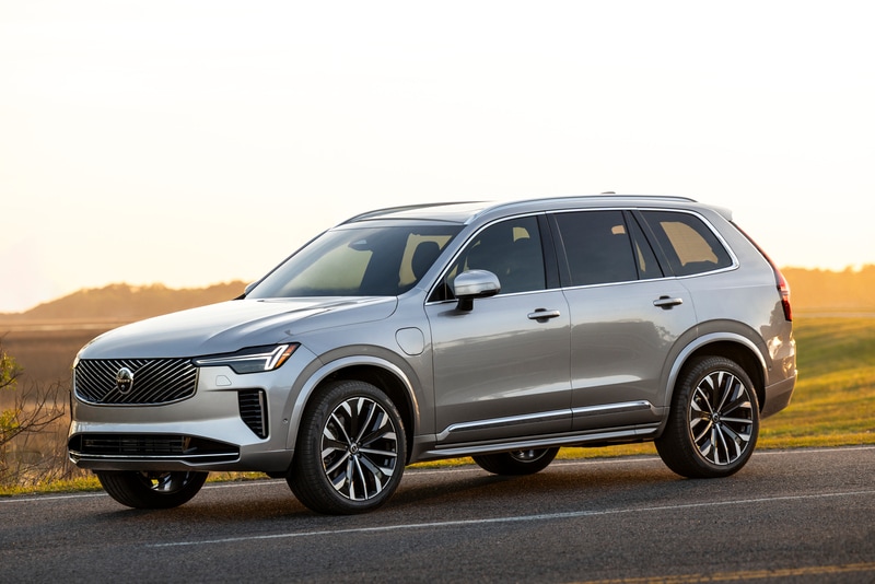 Silver Volvo XC90 on an open road