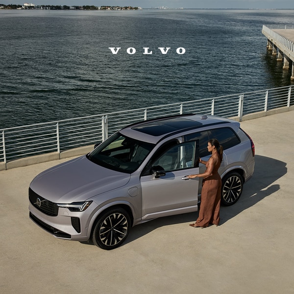 Volvo XC90 displayed by the waterfront