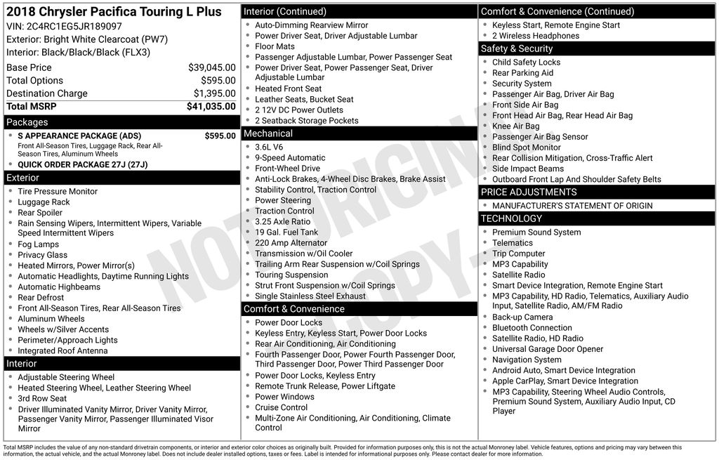 2018 Chrysler Pacifica Touring L Plus