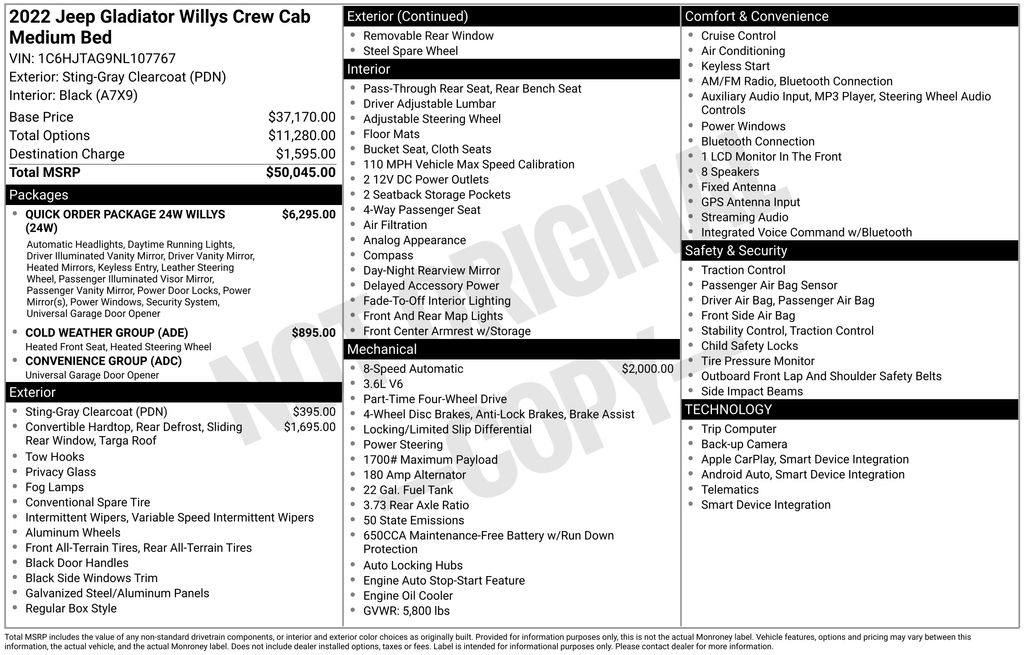 2022 Jeep Gladiator Truck 