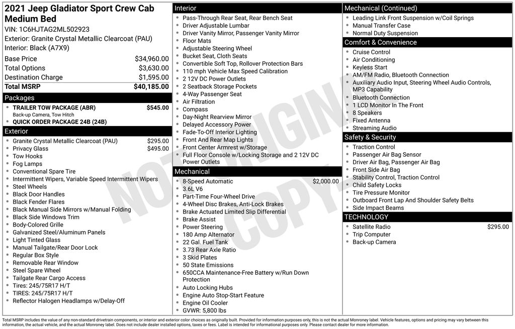 2021 Jeep Gladiator Sport's photo