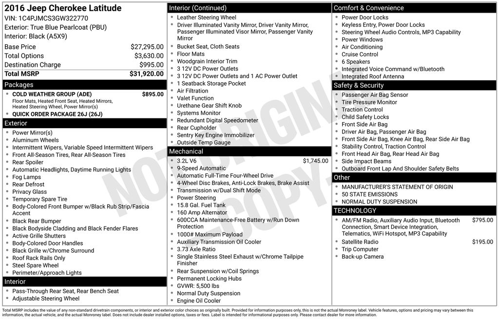 2016 Jeep Cherokee Latitude's photo