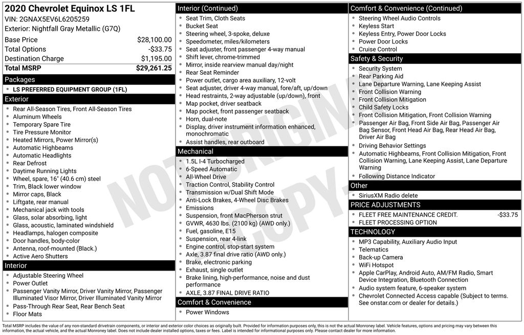 2020 Chevrolet Equinox 1FL