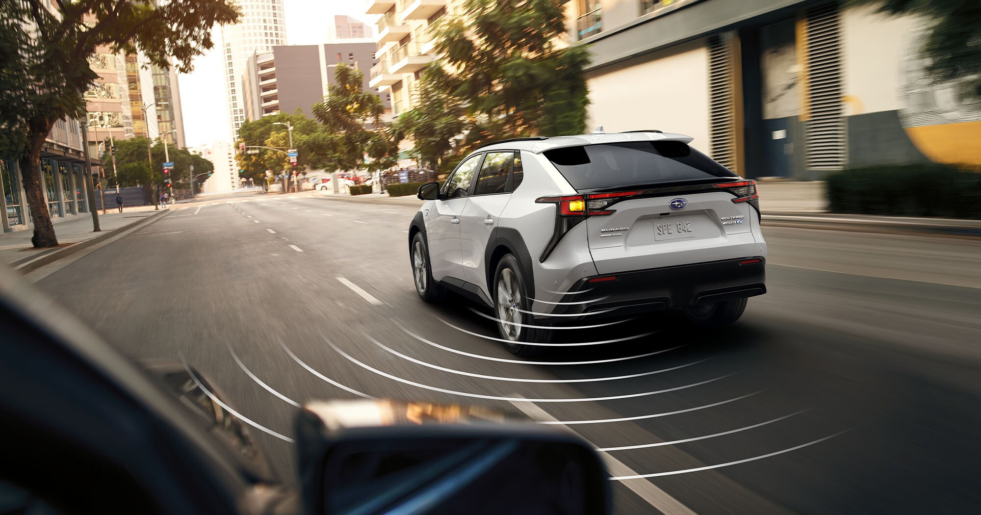 A photo illustration showing the Blind-Spot Monitor sensor on the 2023 Solterra.