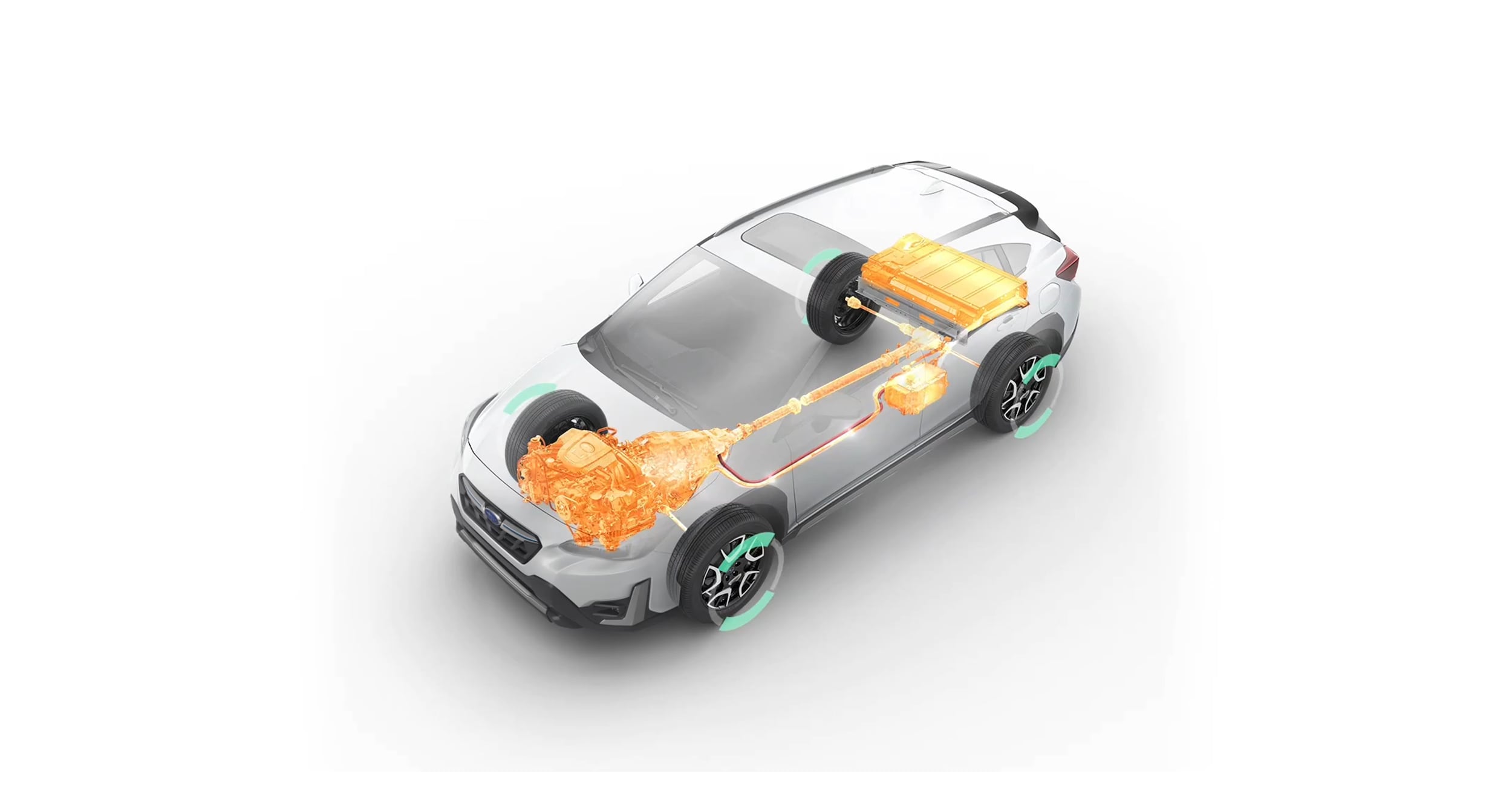 A photo illustration showing the Battery Save Mode of the Subaru StarDrive Technology in the 2023 Crosstrek Hybrid.
