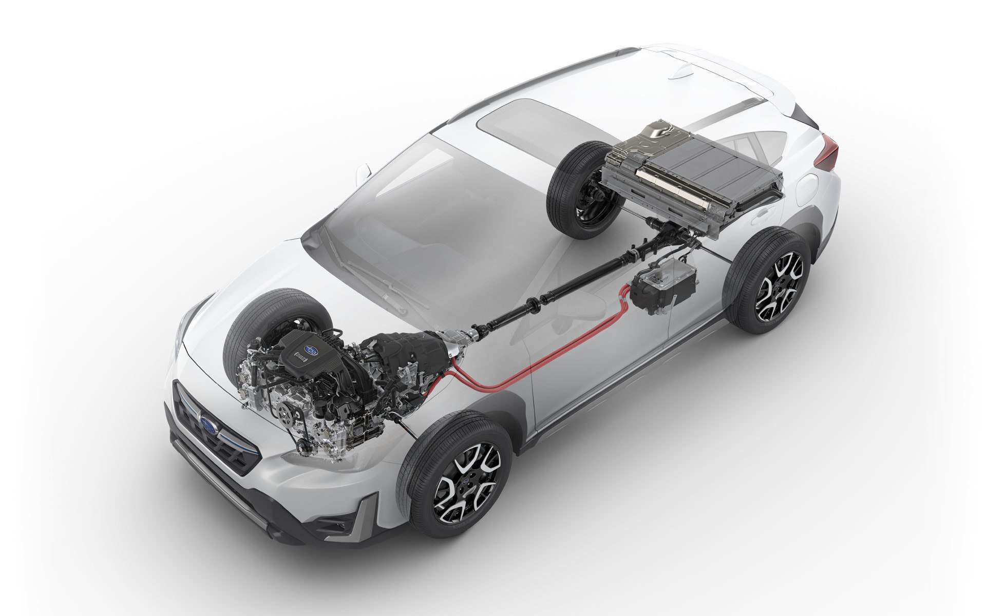 A white Subaru Crosstrek Hybrid featuring Subaru StarDrive Technology