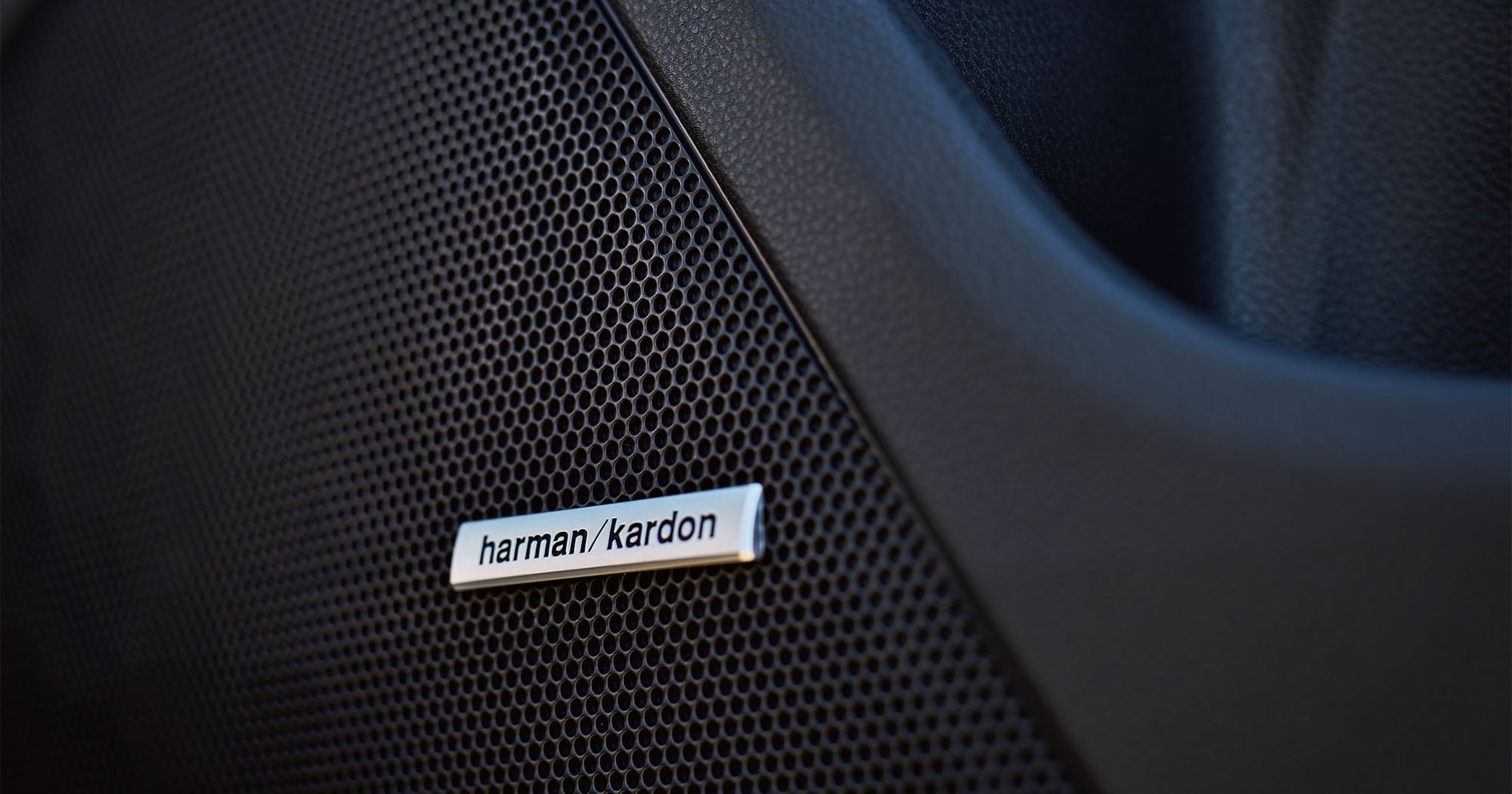  A close-up of one of the Harman Kardon premium audio system speakers in the 2023 Impreza.