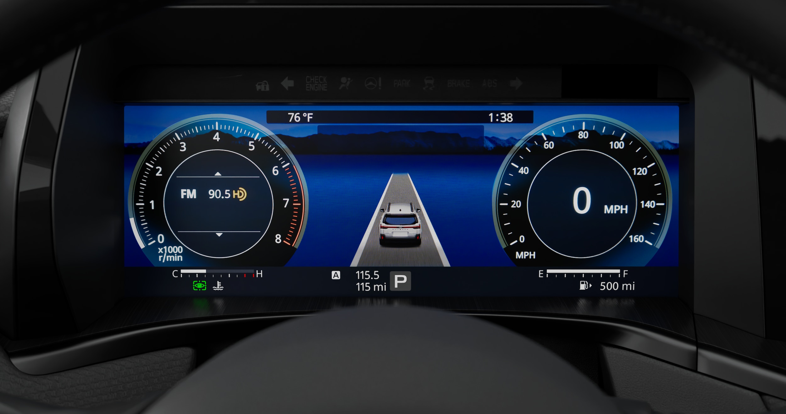  The multi-function digital display in the dash of a Subaru vehicle.