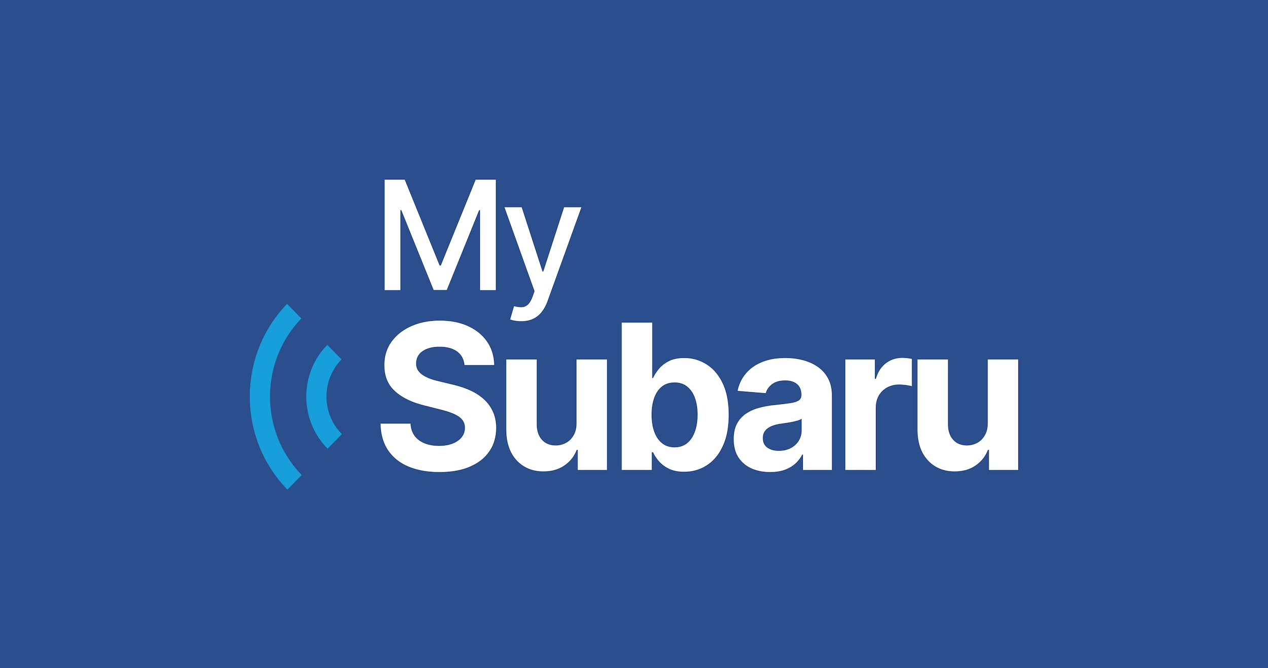  White MySubaru logo on a blue background.