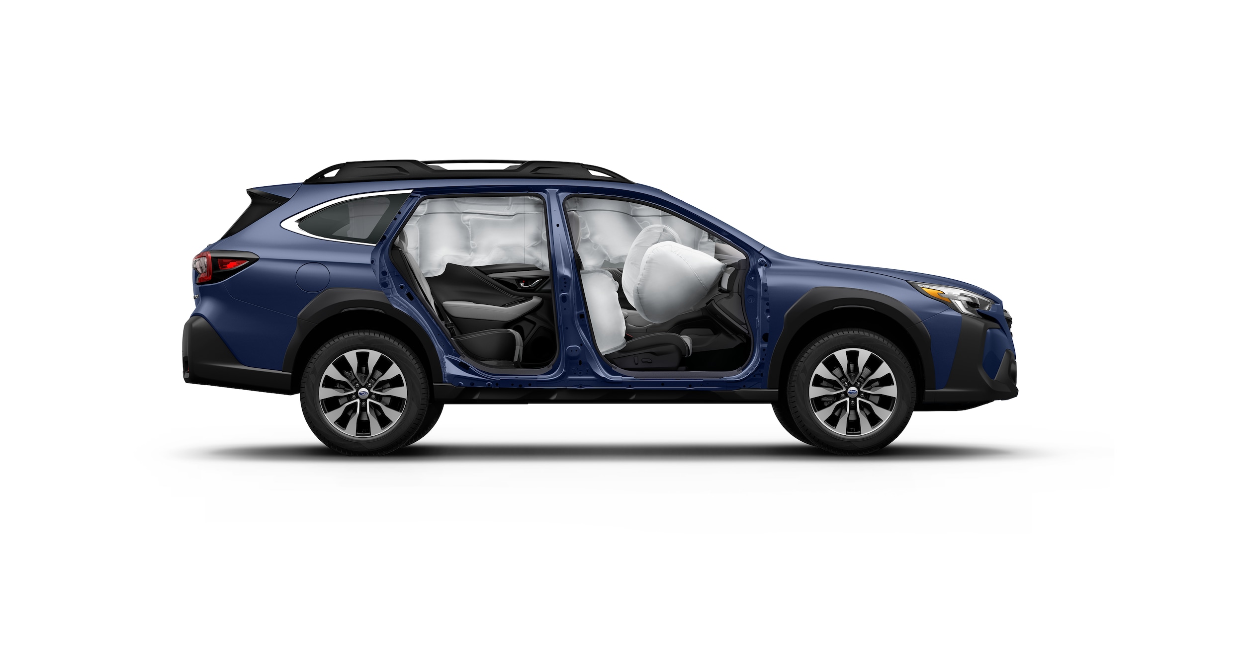 A cut-away view showing the airbags of the 2023 Outback.