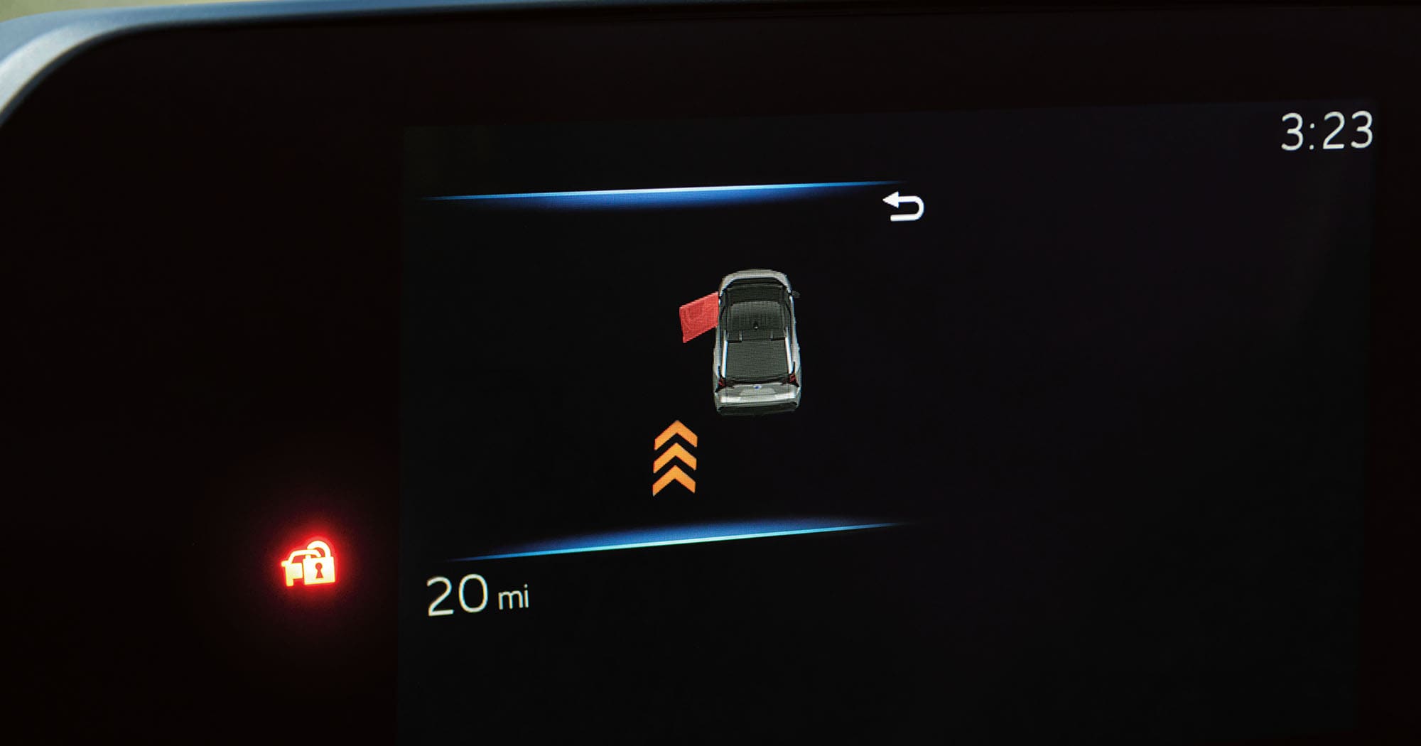  A close-up showing the Safe Exit Assist display on the 2023 Solterra.