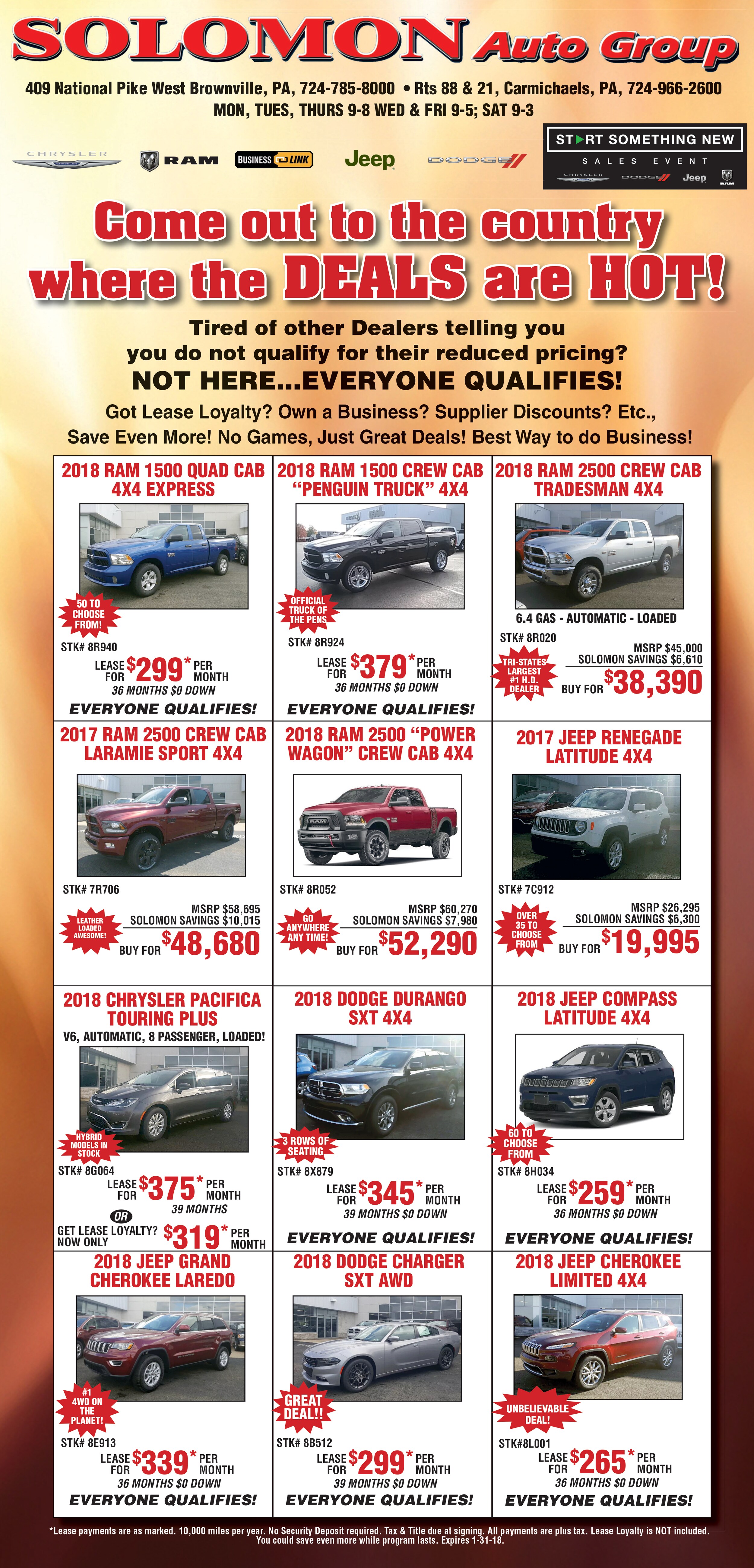 Solomon Chrysler Jeep Dodge Brownsville Newspaper Ad Solomon Auto Group