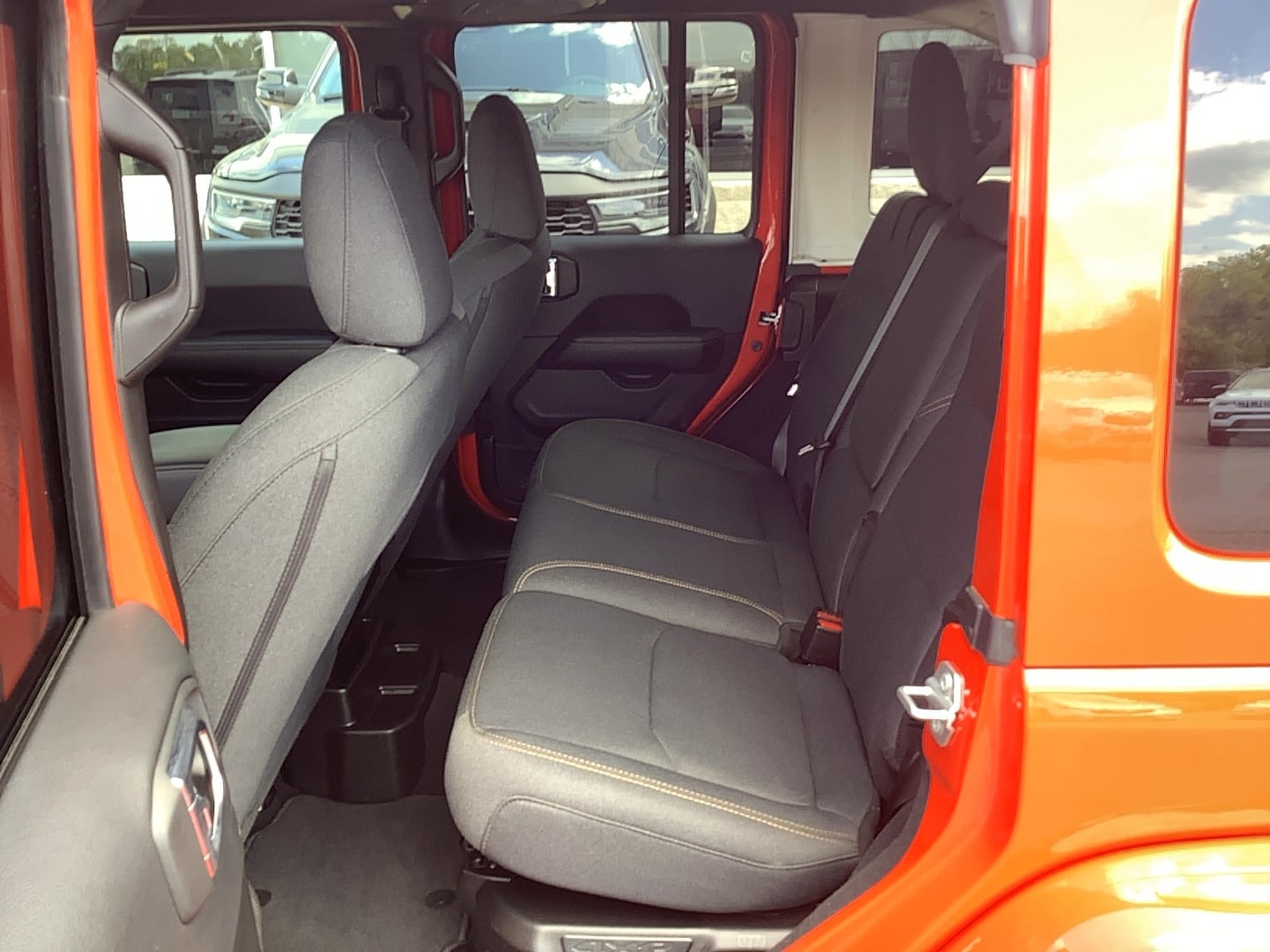 2025 Jeep Wrangler 4xe Sahara Firecracker Red Clearcoat at Solomon CJD Brownsville