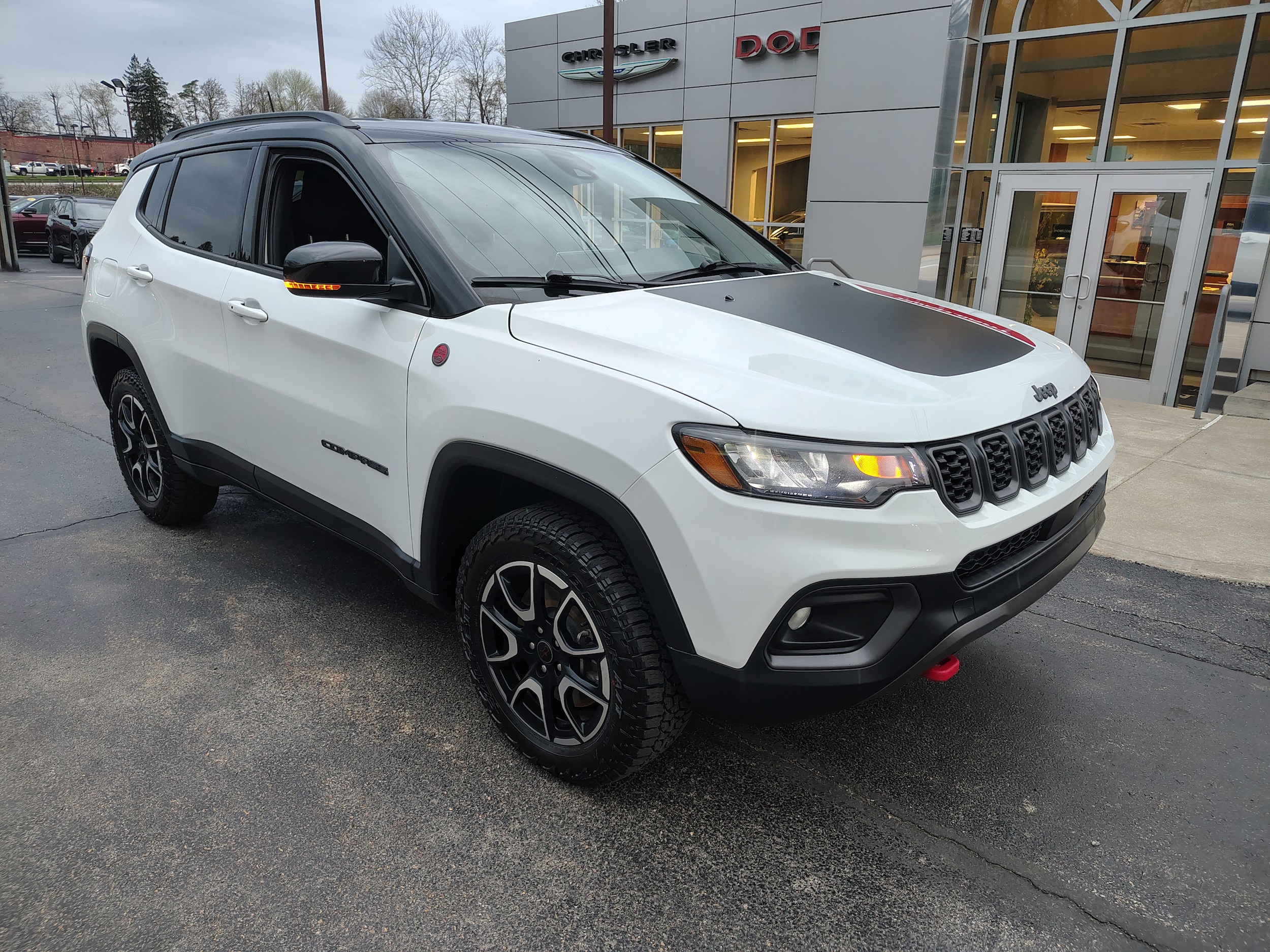 2025 Jeep Compass Trailhawk Bright White Clearcoat at Solomon CJD Carmichaels