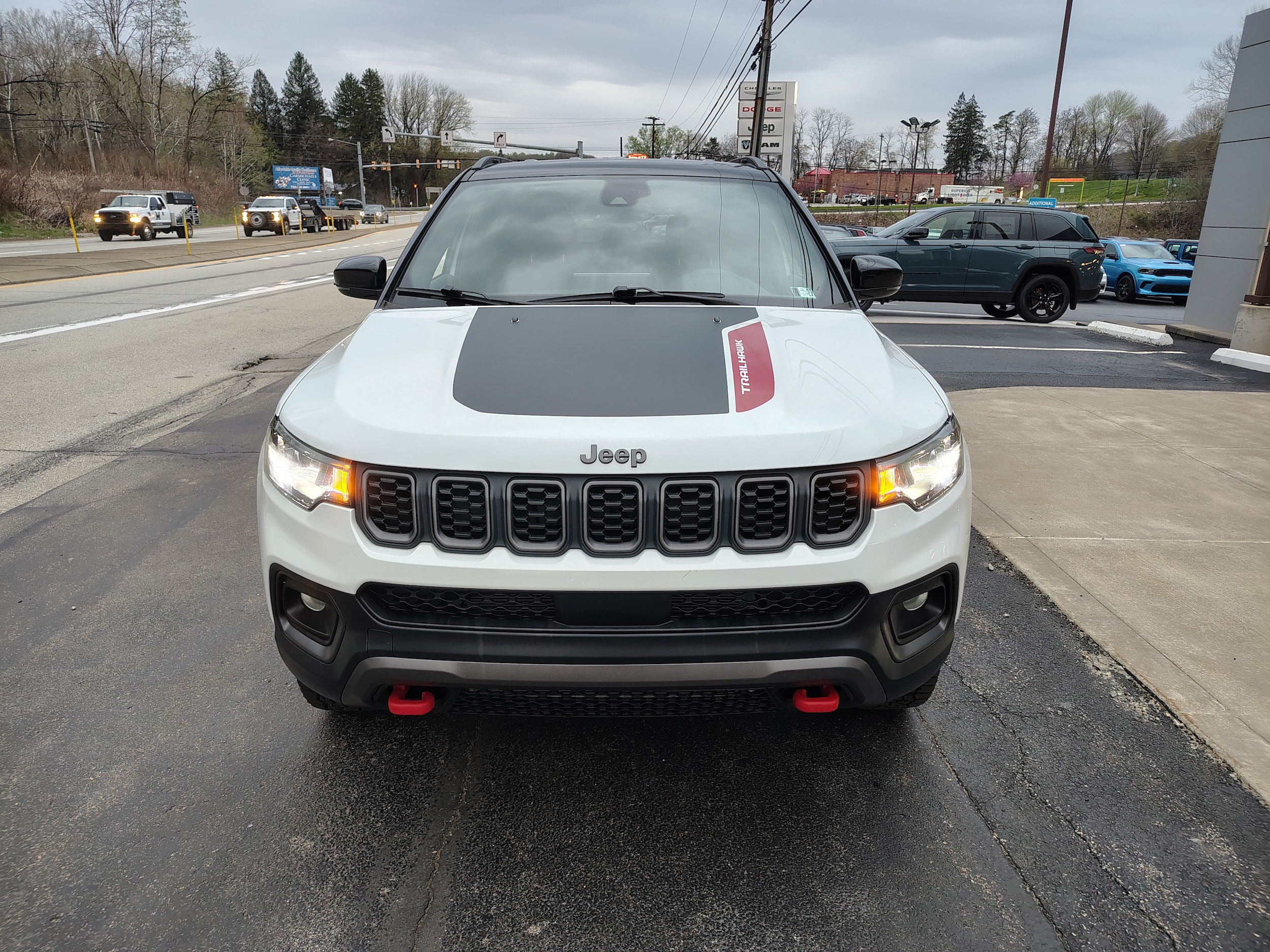 2025 Jeep Compass Trailhawk Bright White Clearcoat at Solomon CJD Carmichaels