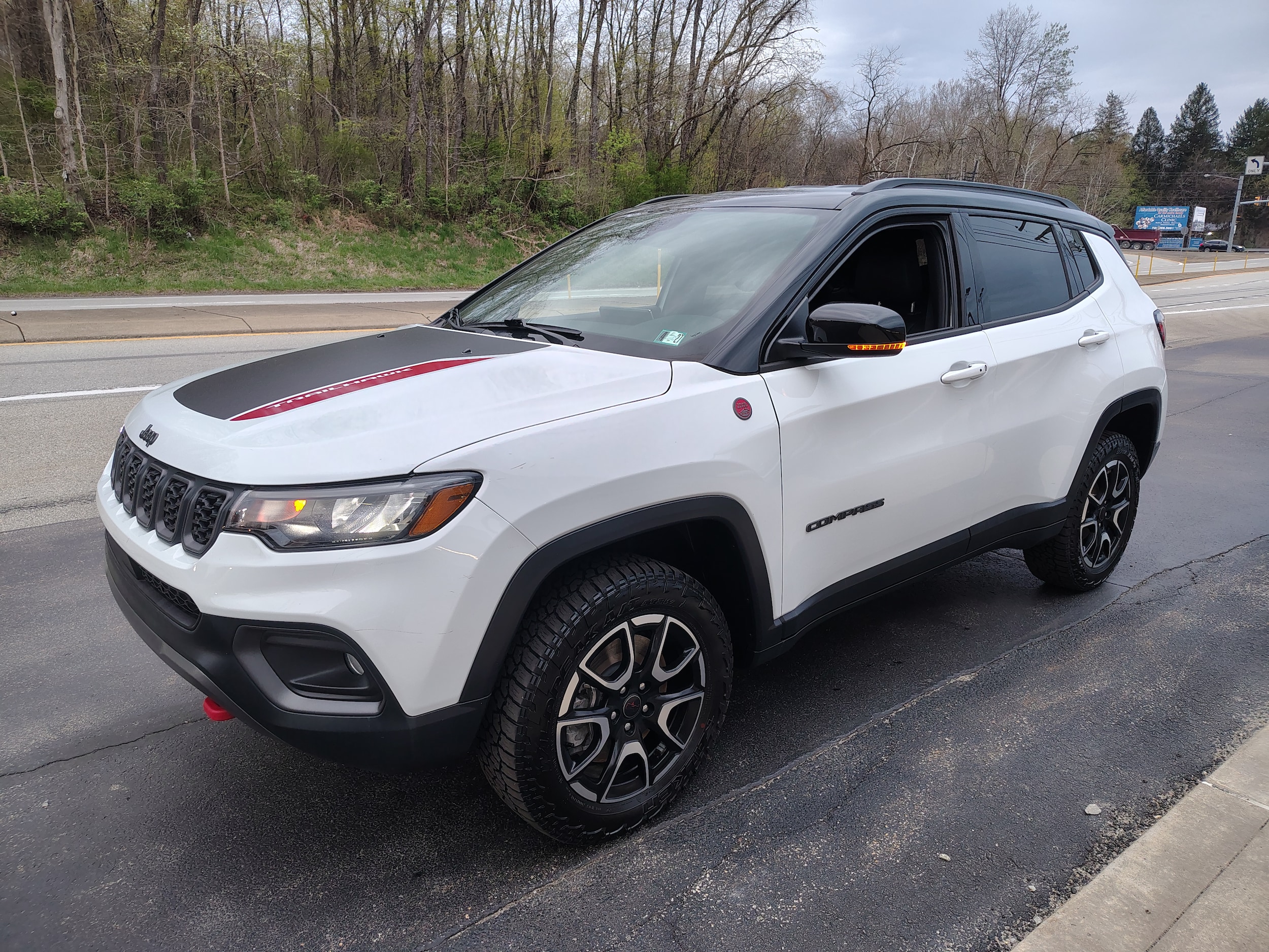 2025 Jeep Compass Trailhawk Bright White Clearcoat at Solomon CJD Carmichaels