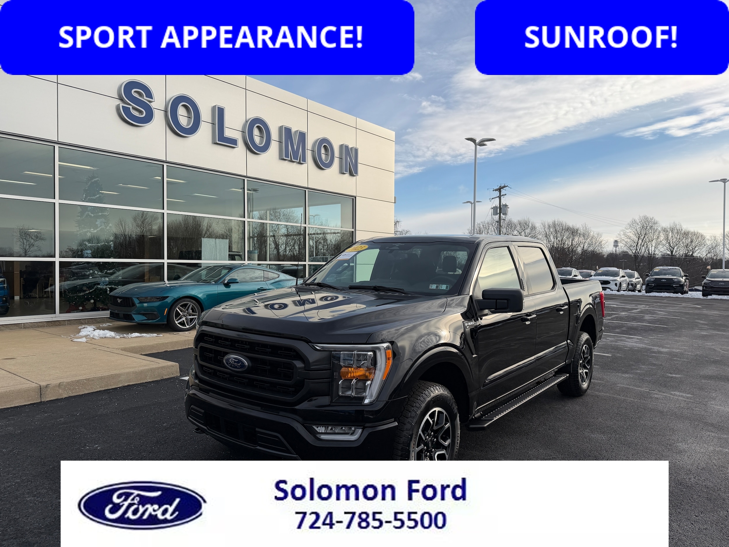 Agate Black 2023 Ford F-150 XLT SuperCrew 4WD Pickup Truck Four-Wheel Drive Automatic