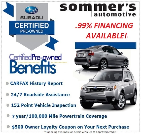 Subaru Certified Pre-Owned >> Benefits Of Subaru Certified Used Inventory At Sommer S Subaru Certified Pre-Owned >> Benefits Of Subaru Certified Used Inventory At Sommer S