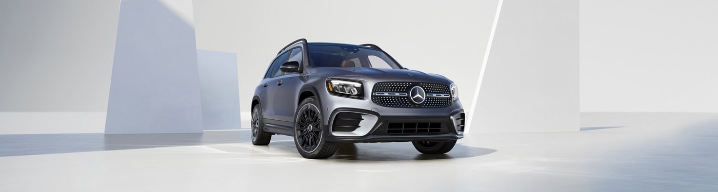 Mercedes-Benz AMG GLB Silver parked in a modern space