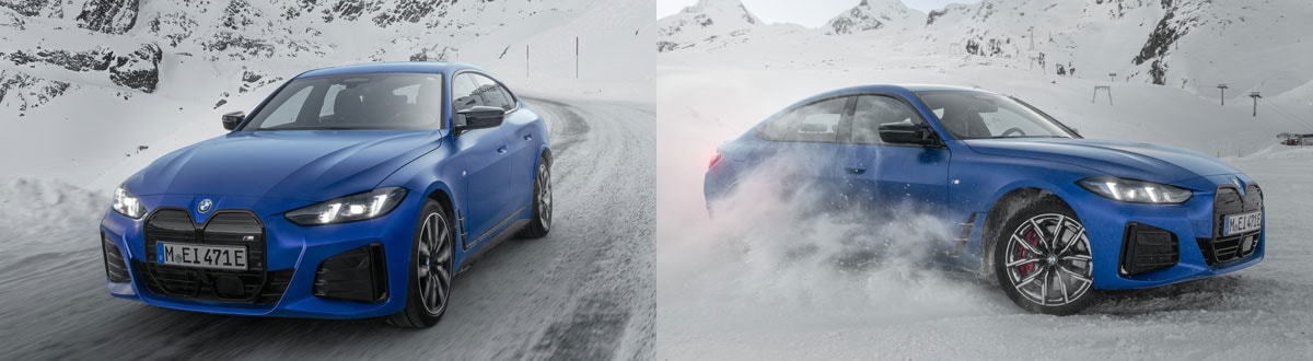 BMW i4 Driving on a Snowy Day
