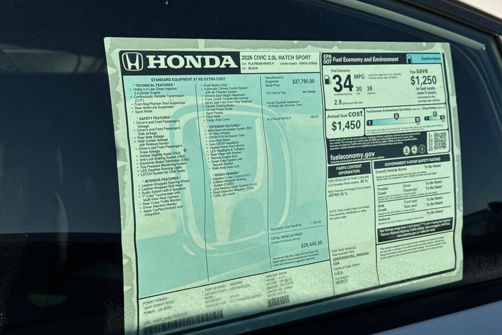 2026 Honda Civic Hatchback Sport - Photo 31