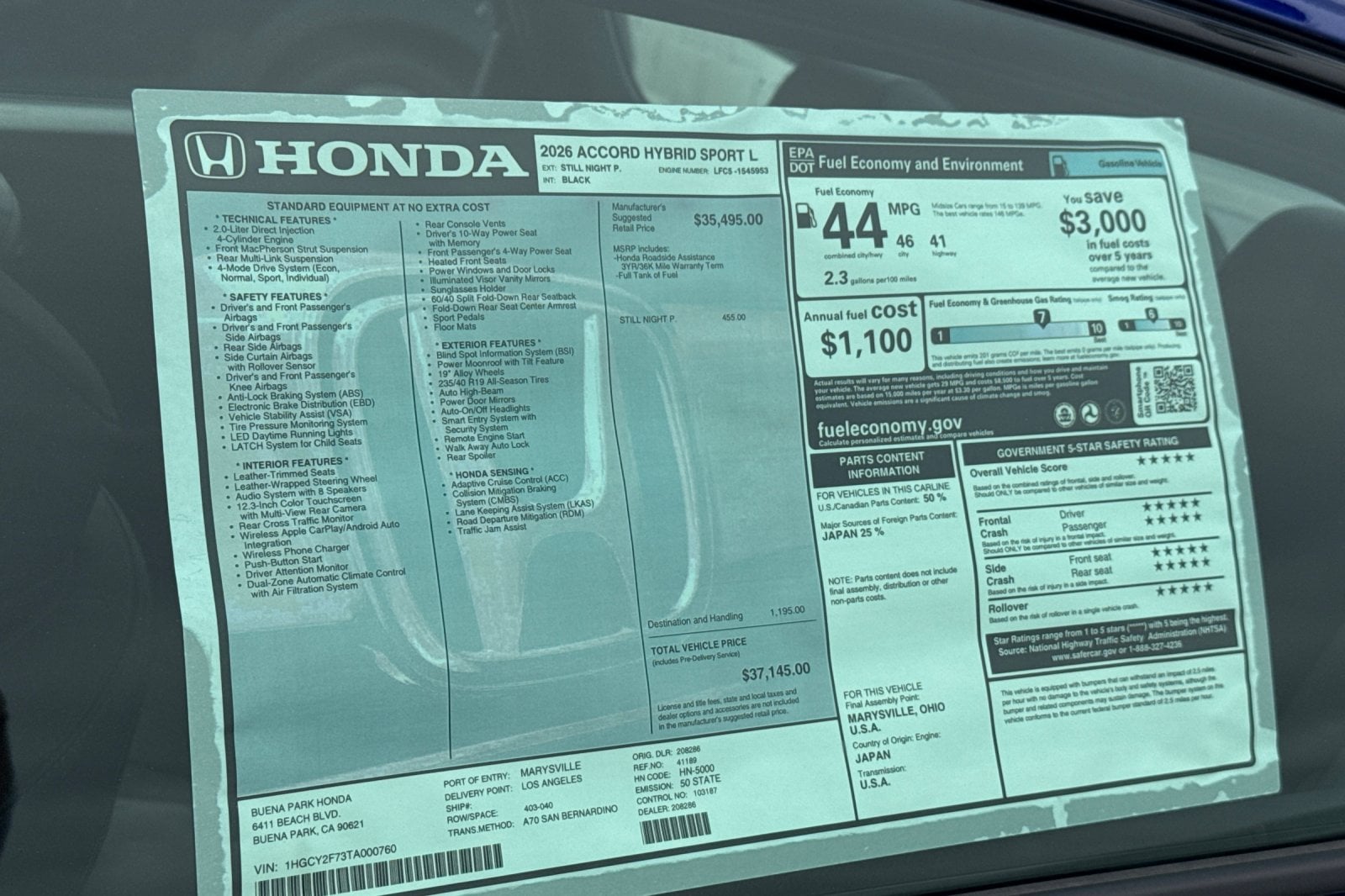 2026 Honda Accord Hybrid Sport-L - Photo 30