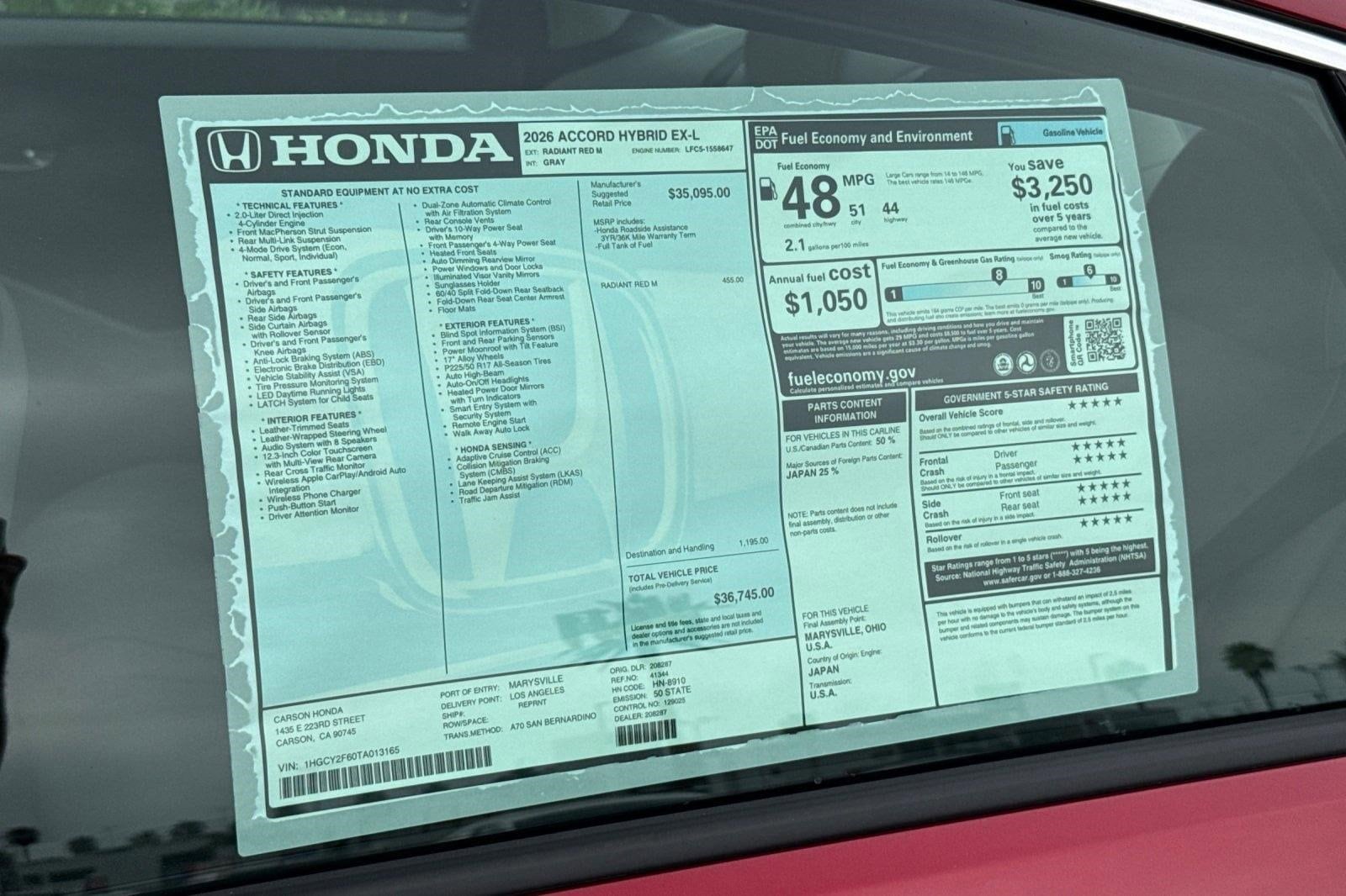 2026 Honda Accord Hybrid EX-L - Photo 33