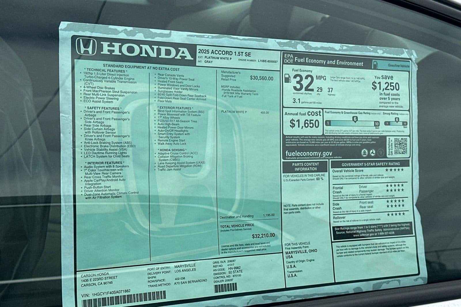 2025 Honda Accord SE - Photo 31