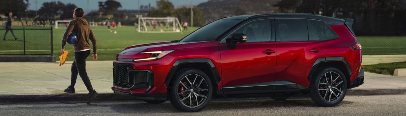 Red RAV4 PHEV GR Sport Parked at Soccer Game