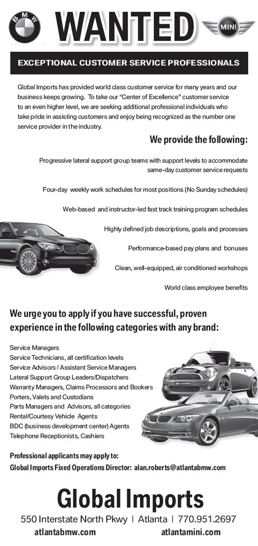 Service Employment Opportunities Global Imports Bmw