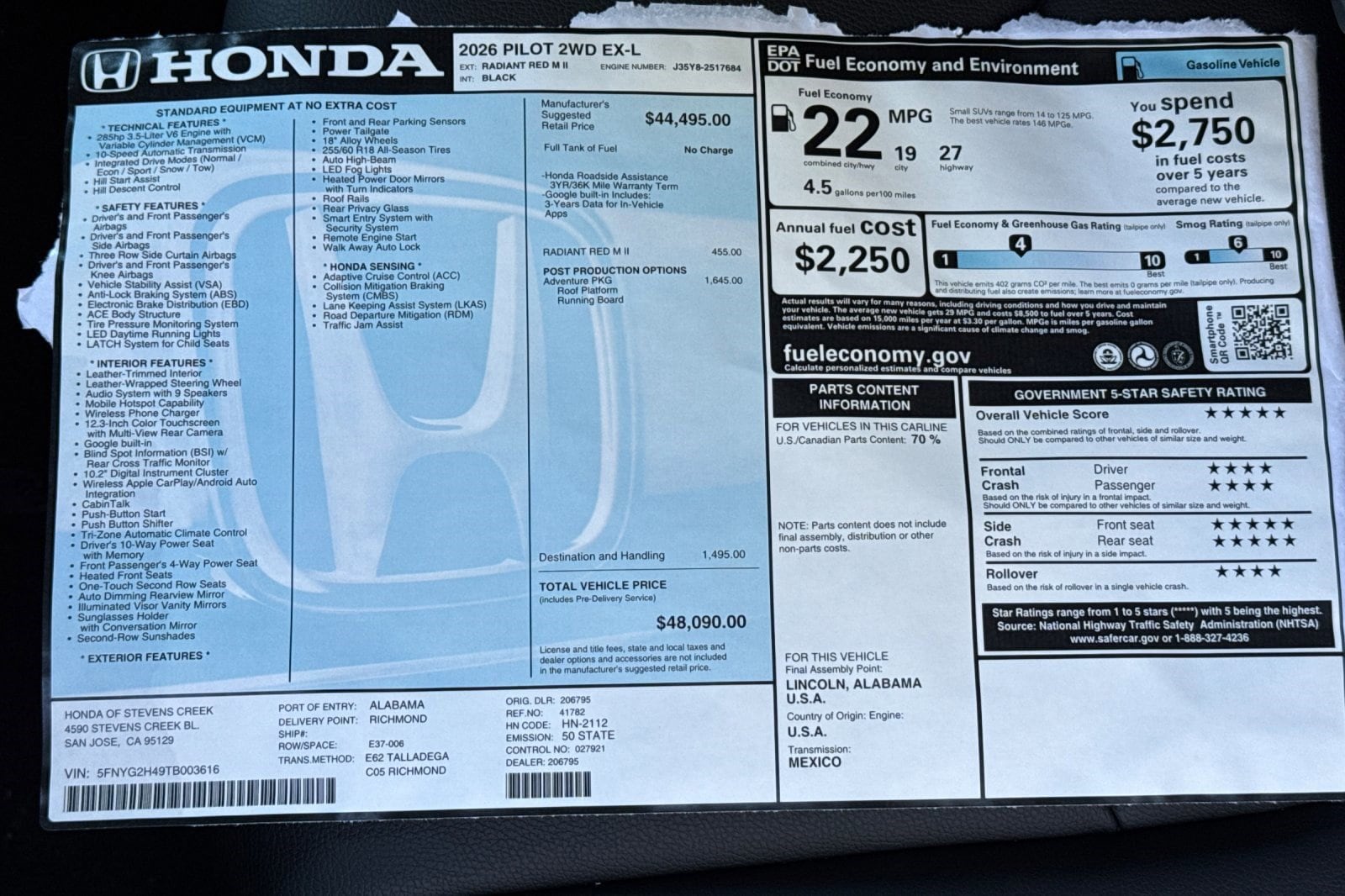 2026 Honda Pilot EX-L - Photo 35