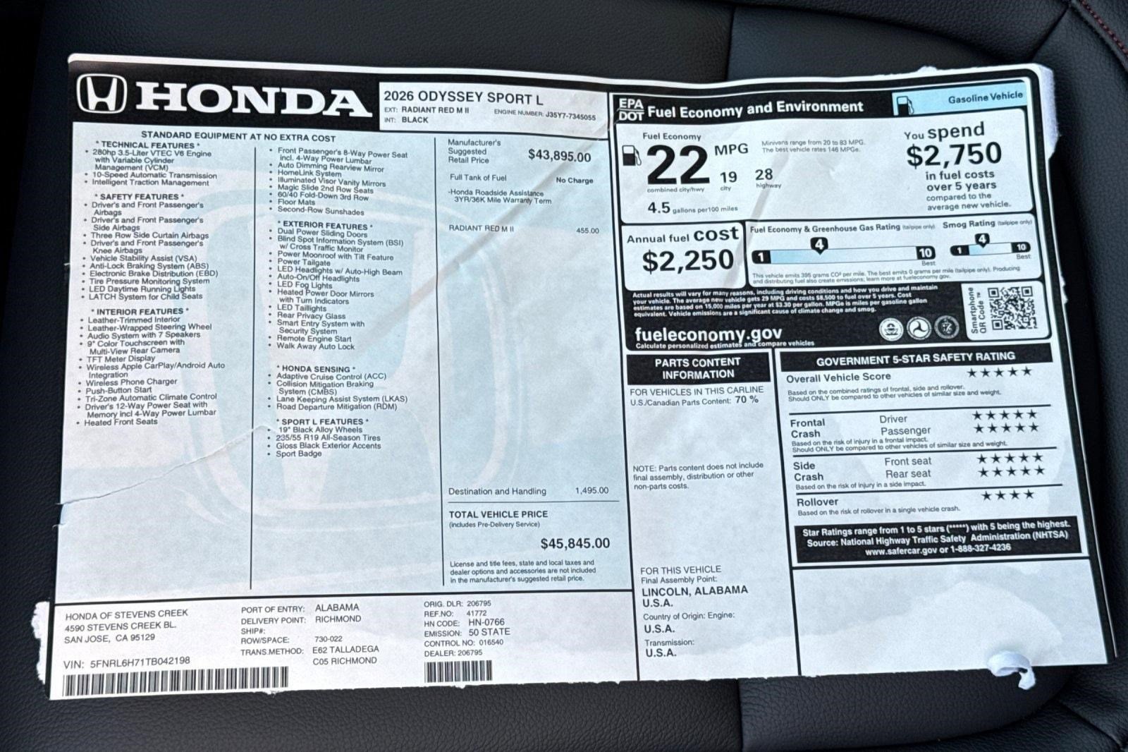 2026 Honda Odyssey Sport L - Photo 31