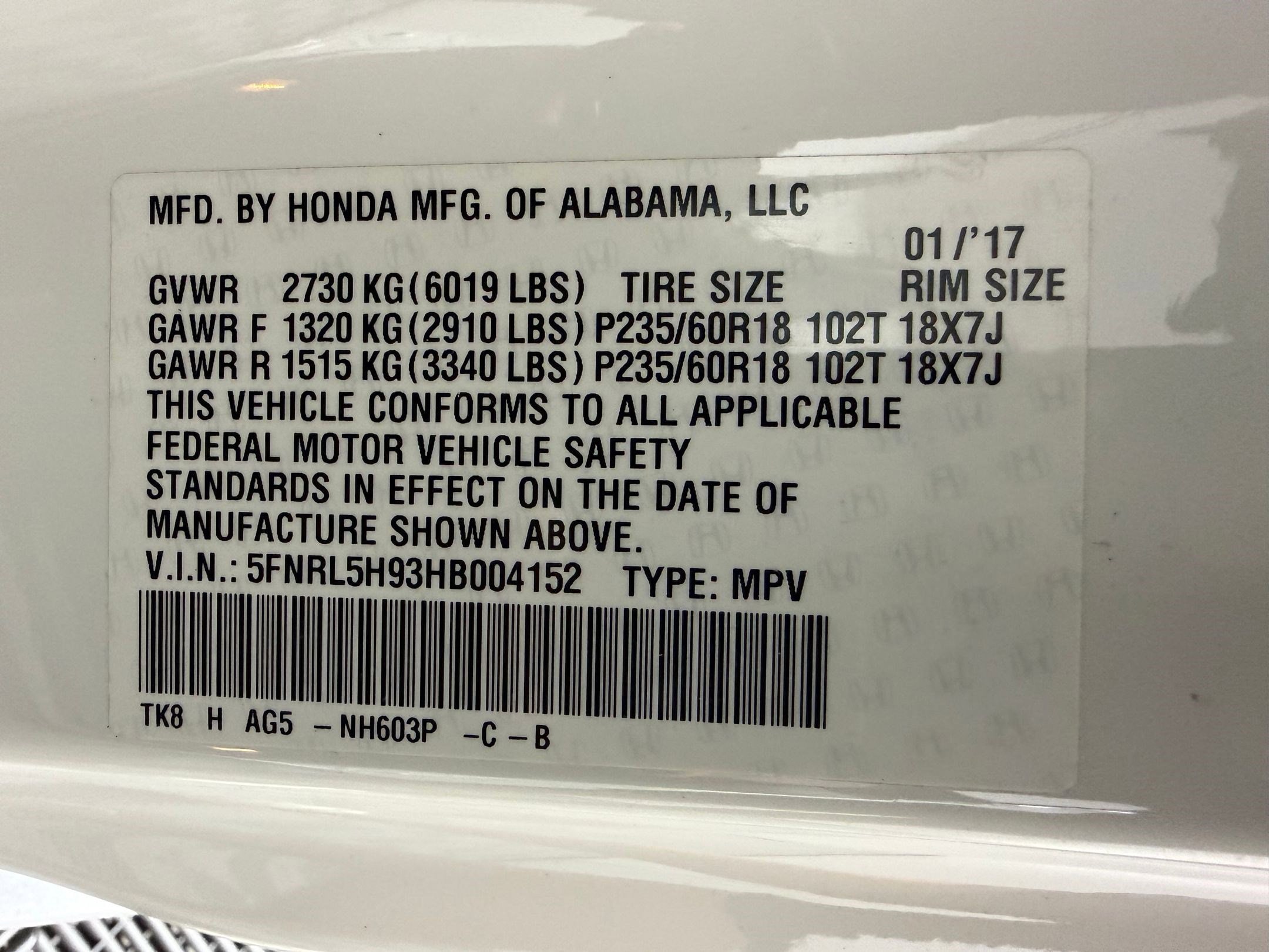 2017 Honda Odyssey Touring - Photo 17