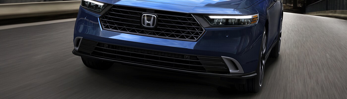 The front view of a blue  2023 Honda Accord